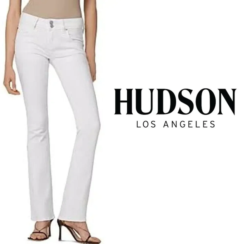 NWT UPDATED $195 Hudson BETH White Mid-Rise Baby Bootcut Jean - Picture 1 of 4
